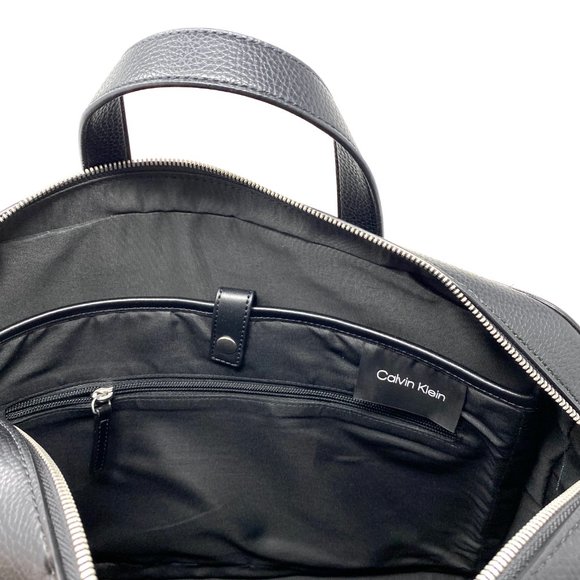 Calvin Klein Men Bag Case 4640 0400 001 Laptop Sleeve Business Black Leather Zip - Picture 6 of 6